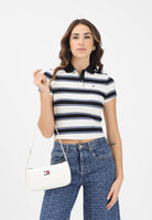 TOMMY JEANS Polo a manica corta bianca e blu da donna caratterizzata da una fantasia a righe orizzontali DW0DW21931 0FB TOMMY JEANS 