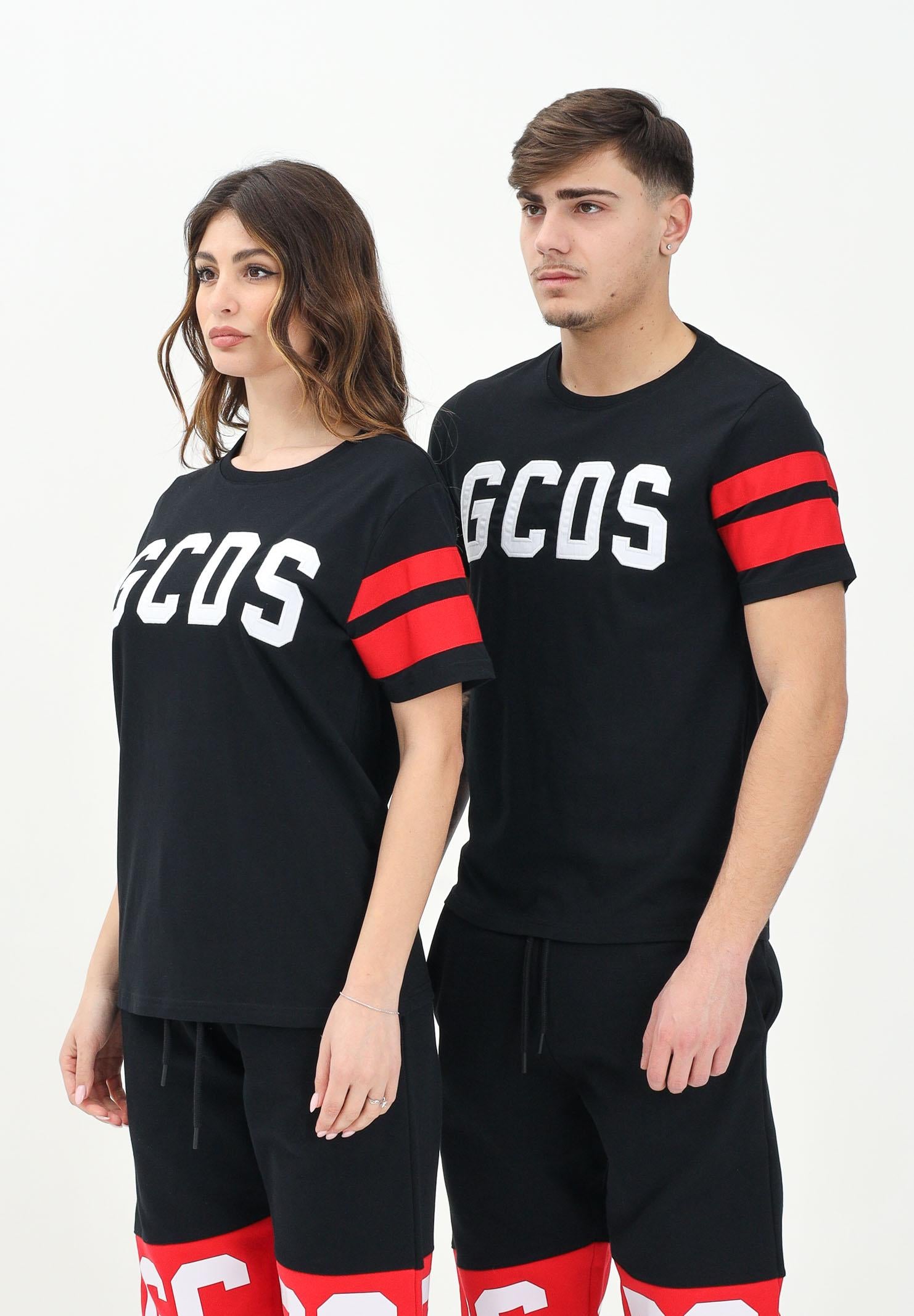 GCDS T-shirt a manica corta nera uomo e donna con logo