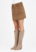 ONLY Gonna corta in morbida ecopelle effetto suede color cuoio da donna 15353153 Cognac ONLY 