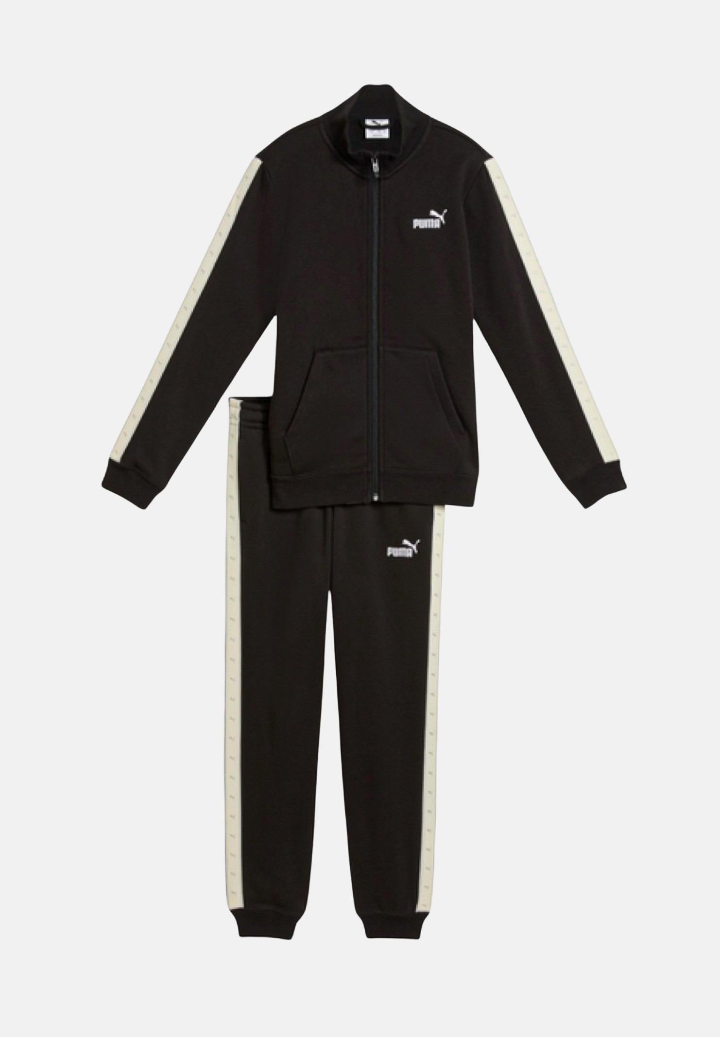 PUMA Tuta Essentials nera da bambina con bande laterali 689728 01 PUMA 