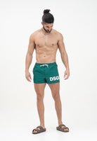 DSQUARED2 Shorts mare verde da uomo con logo all-over D7B5C5950 319 DSQUARED2 