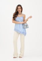 VICOLO Sottogiacca azzurro da donna con pizzo e spacco TAB1703 AZ VICOLO 