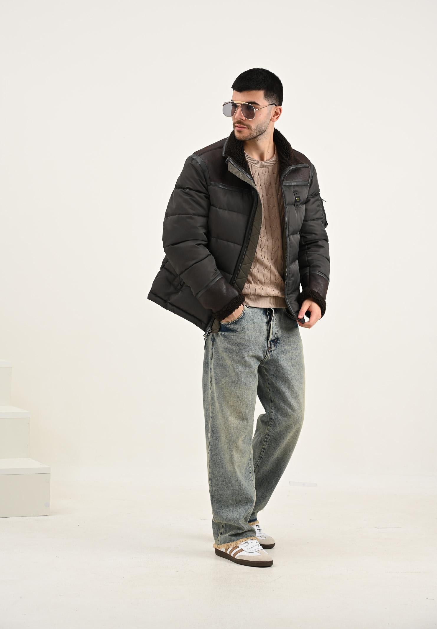 BLAUER Piumino NYLON E MONTONE ECO ORGAN nero oliva da uomo 25WBLUC02028-007280 969 BLAUER 