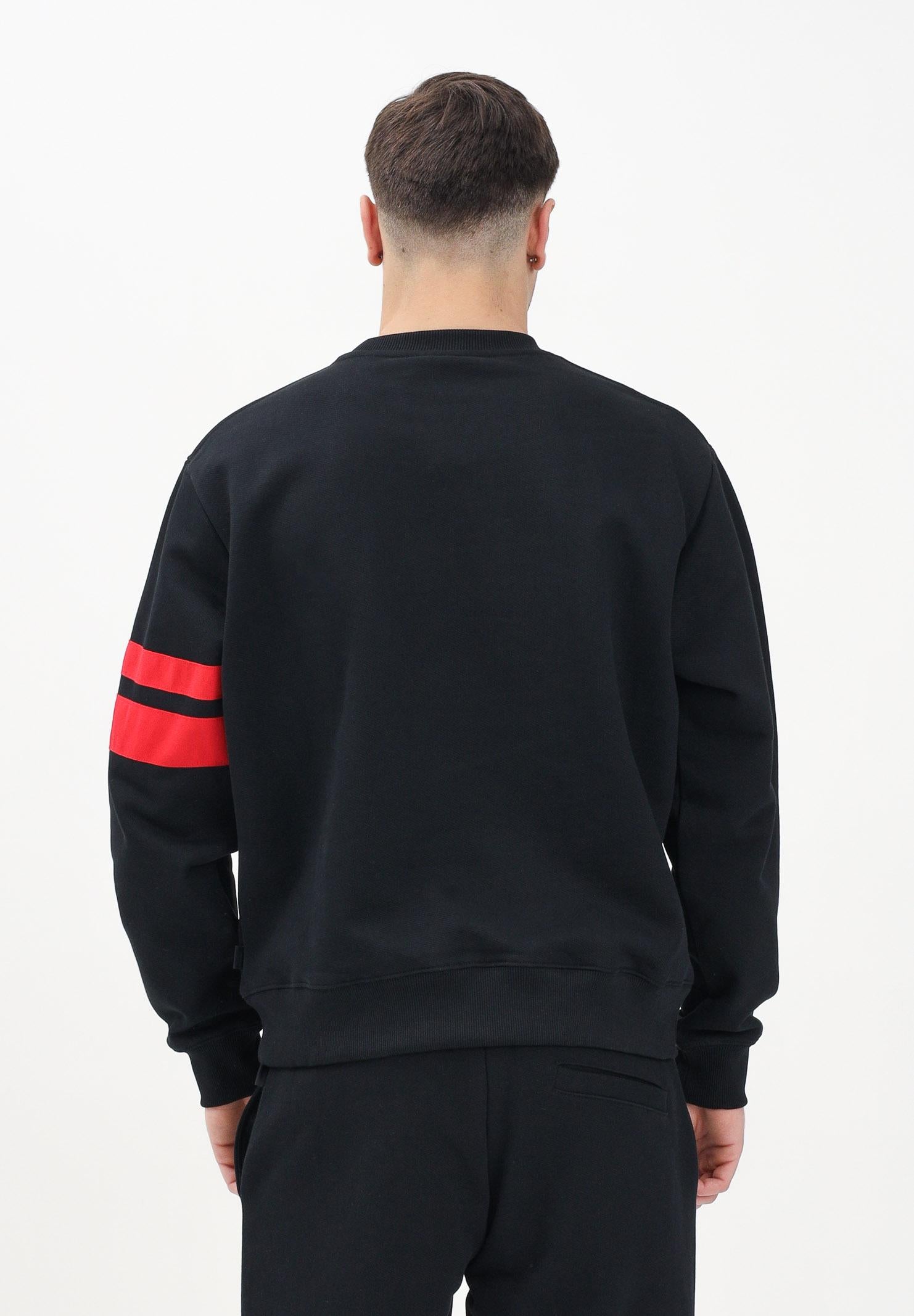 GCDS Felpa Girocollo Nera Uomo Donna - Logo Ricamato