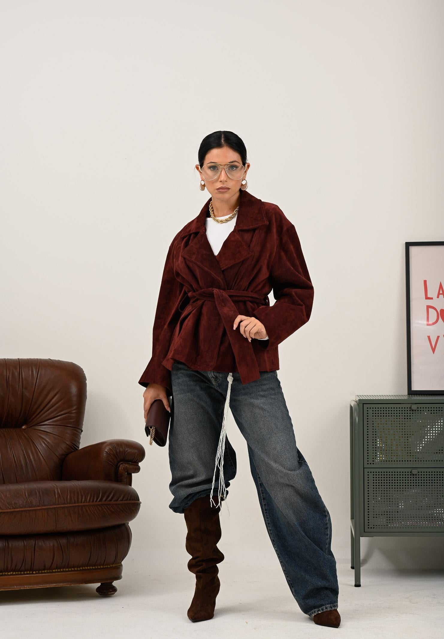 VICOLO Giubbotto in camoscio bordeaux da donna TF0269 FU38 VICOLO 