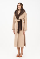 YES LONDON Cappotto beige da donna con dettagli in vera pelliccia CD1221 CA YES LONDON 