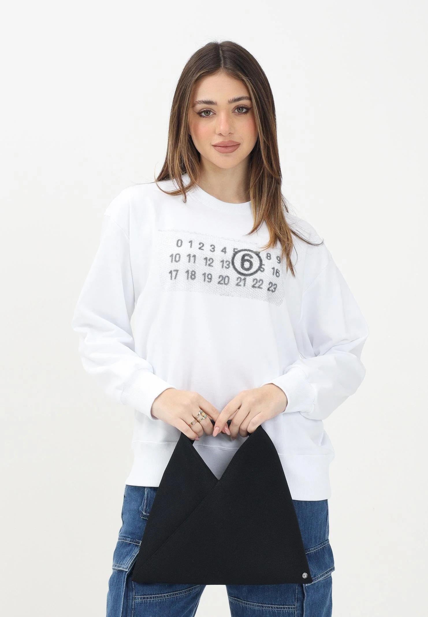 MAISON MARGIELA Felpa girocollo bianca per donna, ragazzi e bambini con logo numerico Pixe M60796MM02X M6100 MAISON MARGIELA 