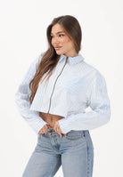 ADIDAS ORIGINALS Camicia a manica lunga Popeline bianca e azzurra da donna KC8870 . ADIDAS ORIGINALS 