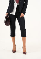 PINKO Pantalone cropped blu da donna con motivo gessato 105672A2QY EZ1 PINKO 