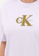 CALVIN KLEIN JEANS T-shirt a manica corta lilla da donna con logo LV047F800G 3OQ CALVIN KLEIN JEANS 
