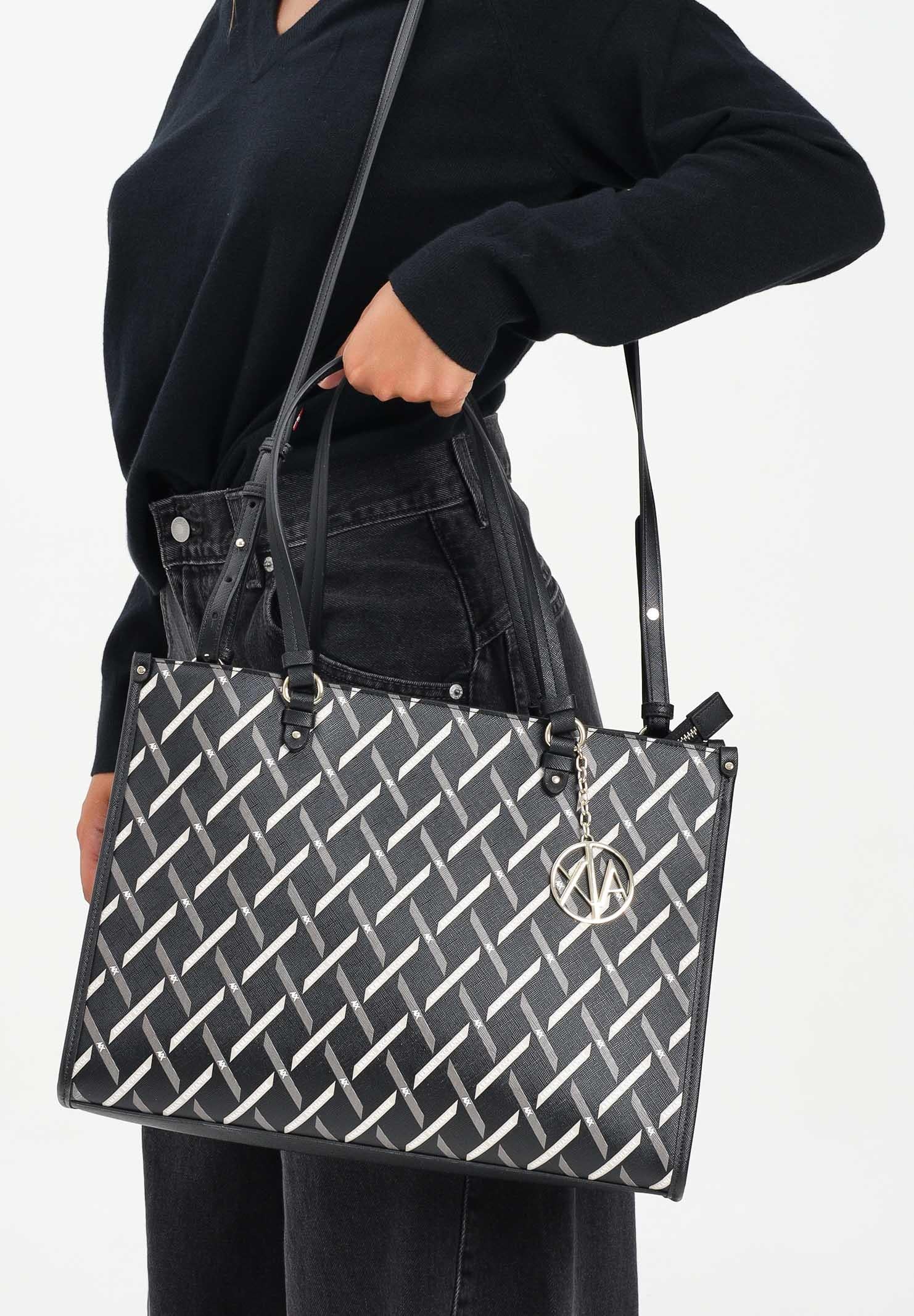 ARMANI EXCHANGE Shopper nera da donna con logo all over XW000927AF17155 MC043 ARMANI EXCHANGE 