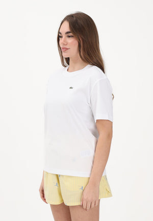 LACOSTE T-shirt a manica corta bianca da donna con patch logo TF7215 001 LACOSTE 