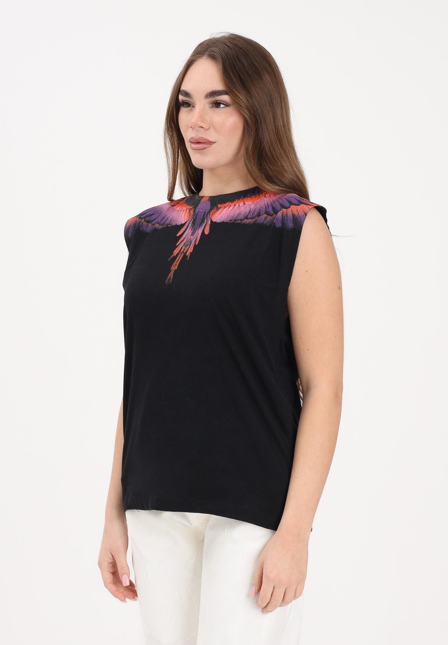 MARCELO BURLON COUNTY OF MILAN T-shirt smanicata nera da donna con stampa ali 26ECM30101 NEVIAR MARCELO BURLON COUNTY OF MILAN 