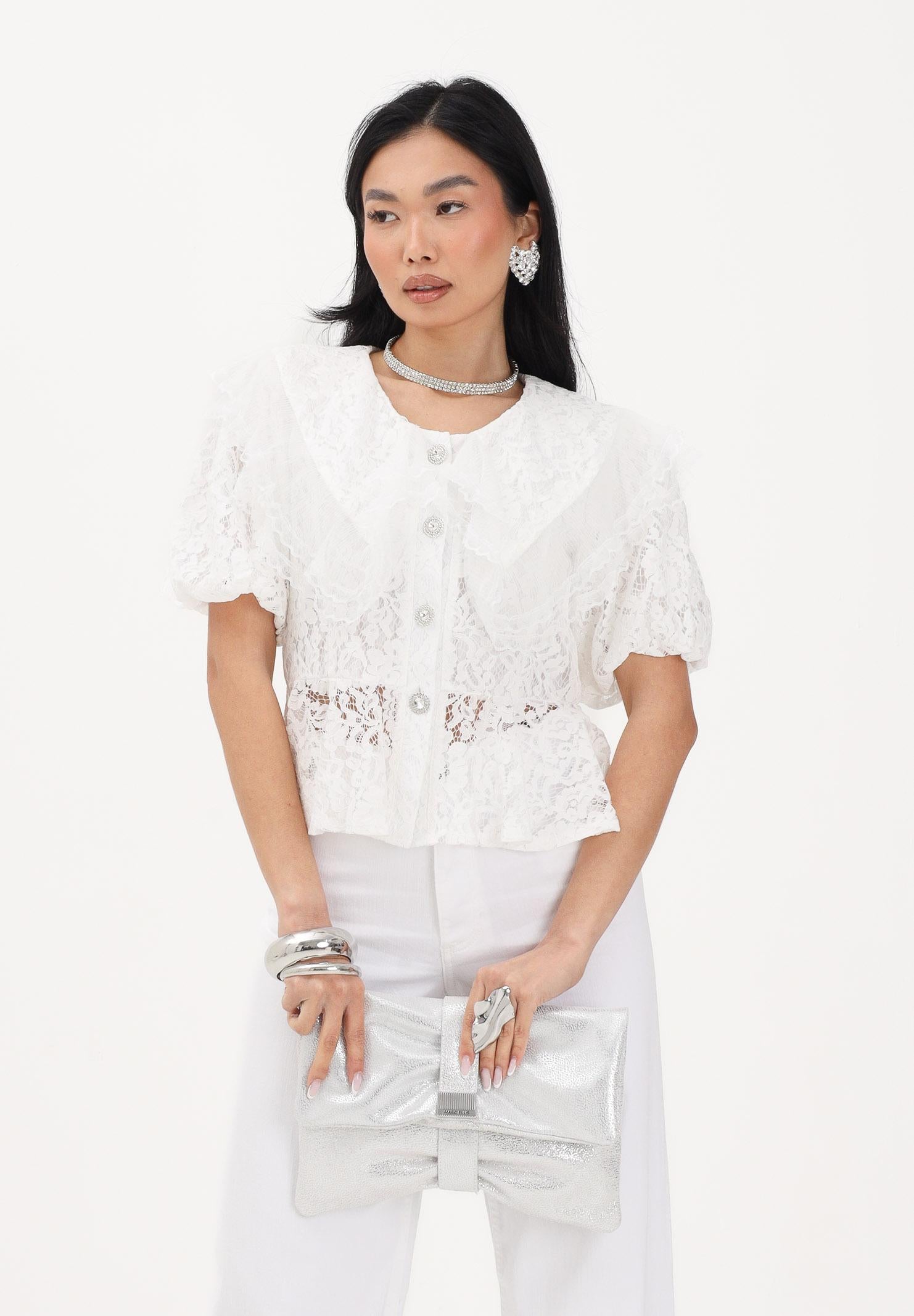 TPN Camicia a manica corta in pizzo bianco da donna FRODYCE232S6 D7 TPN 