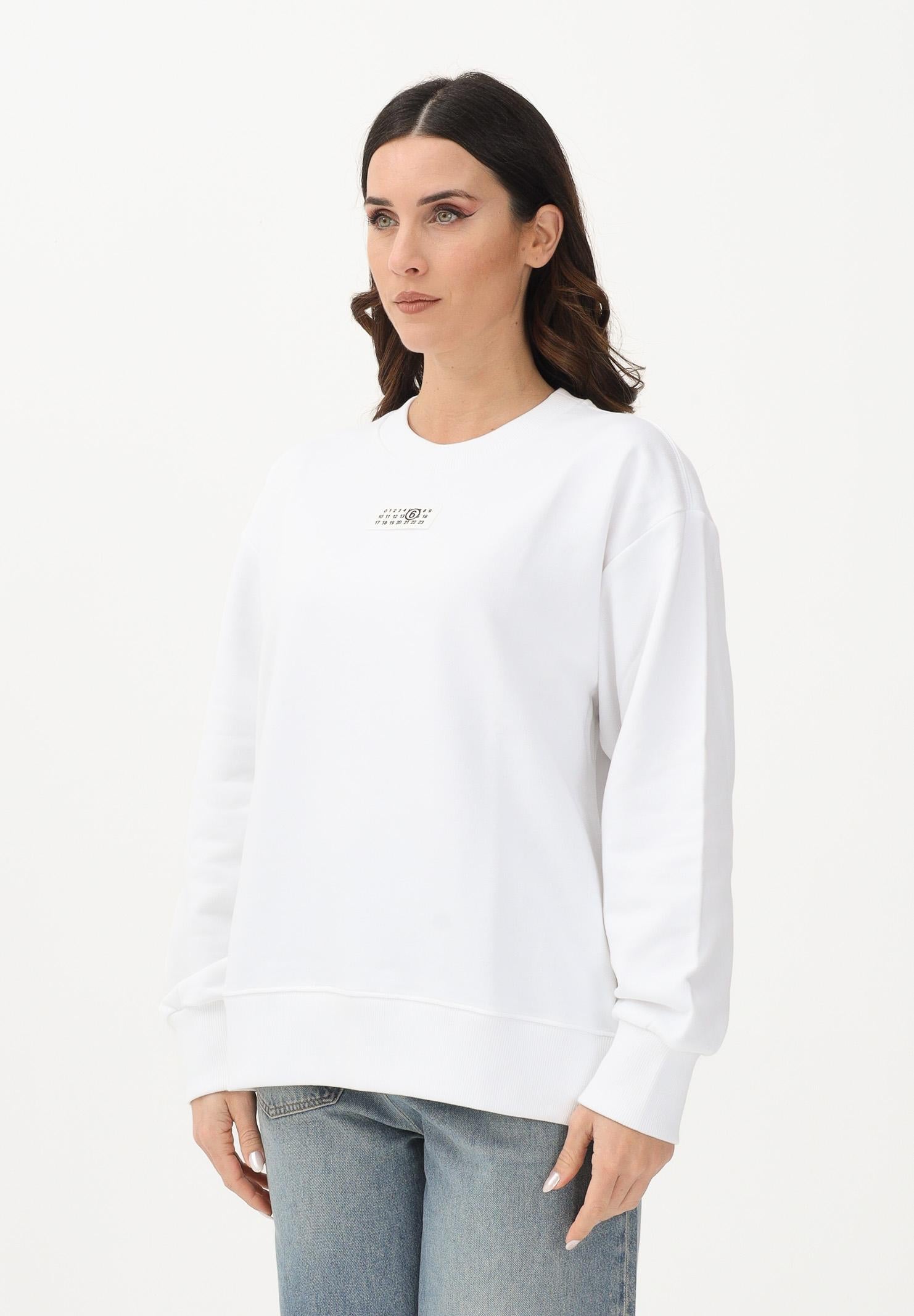 MAISON MARGIELA Felpa girocollo bianca per donna, ragazzi e bambini con logo M61011MM04H M6100 MAISON MARGIELA 