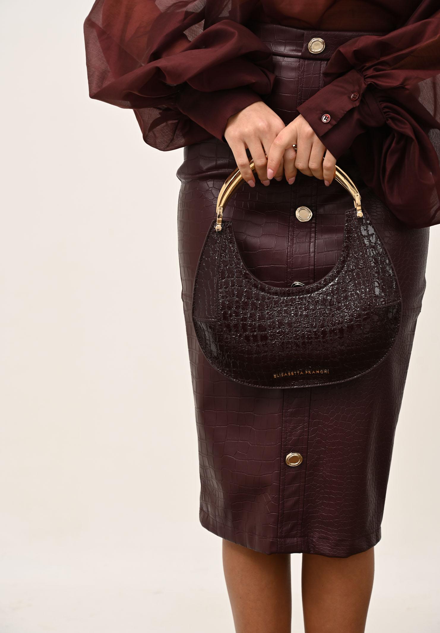ELISABETTA FRANCHI Borsa a mano bordeaux da donna con stampa cocco BS29A56E2 EA4 ELISABETTA FRANCHI 