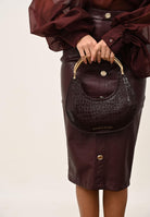 ELISABETTA FRANCHI Borsa a mano bordeaux da donna con stampa cocco BS29A56E2 EA4 ELISABETTA FRANCHI 