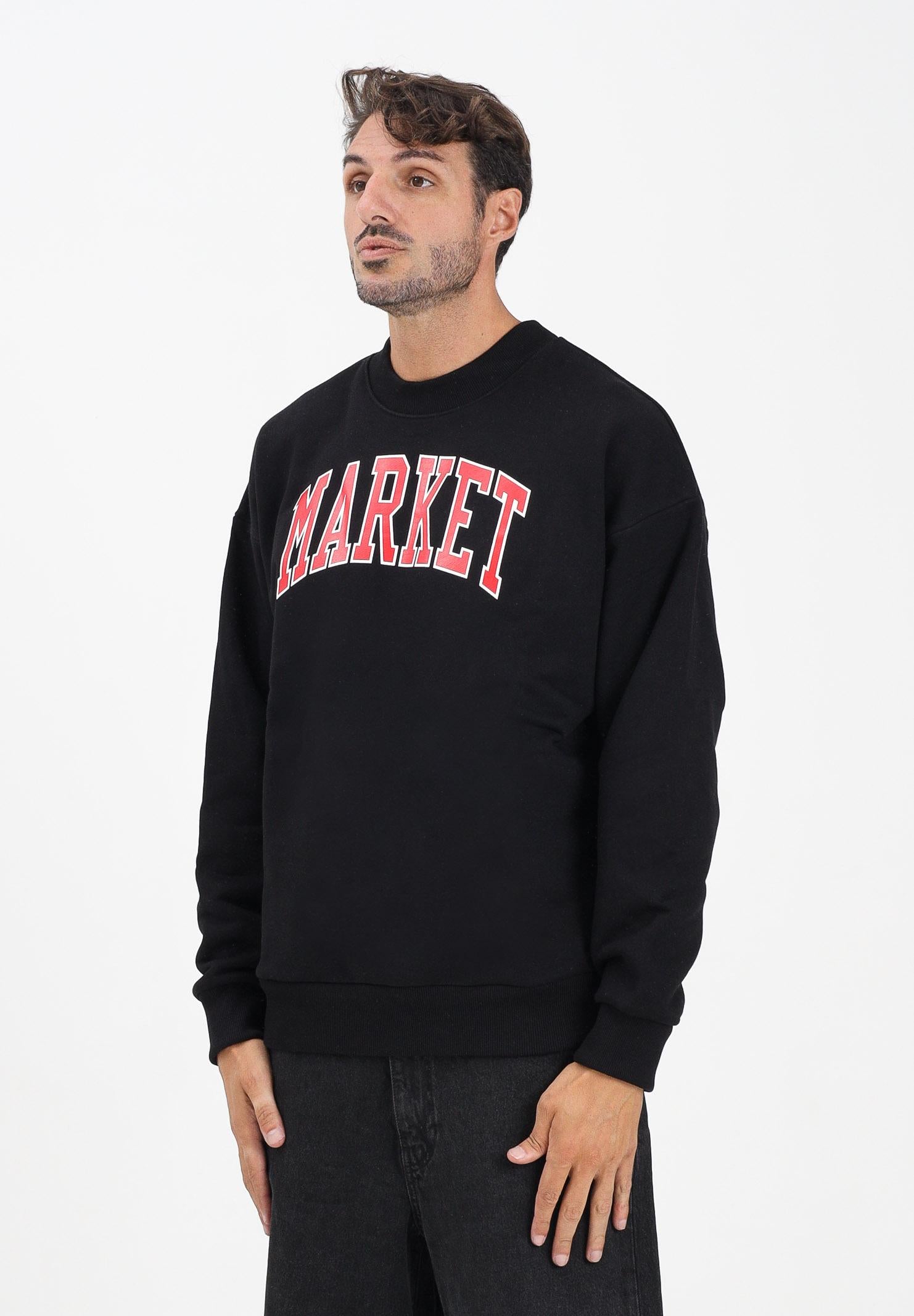 MARKET Felpa girocollo nera da uomo con logo F5MKMASW007 110 MarKET 