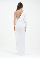 ELISABETTA FRANCHI Abito lungo bianco da donna con corpetto arricchito da strass ABR2257E2 360 ELISABETTA FRANCHI 