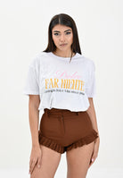 SANTAS T-shirt a manica corta bianca da donna con stampa DOLCEFARNIENTE BIANCO SANTAS 