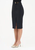 ELISABETTA FRANCHI Gonna midi nera da donna con dettagli logo<BR/> GO14761E2 110 ELISABETTA FRANCHI 