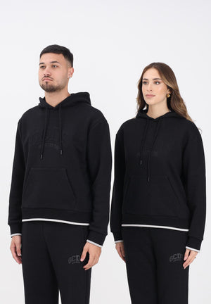 GCDS Felpa con cappuccio nera per uomo e donna rifinita da logo impresso B2EW1905JD1 99 GCDS 