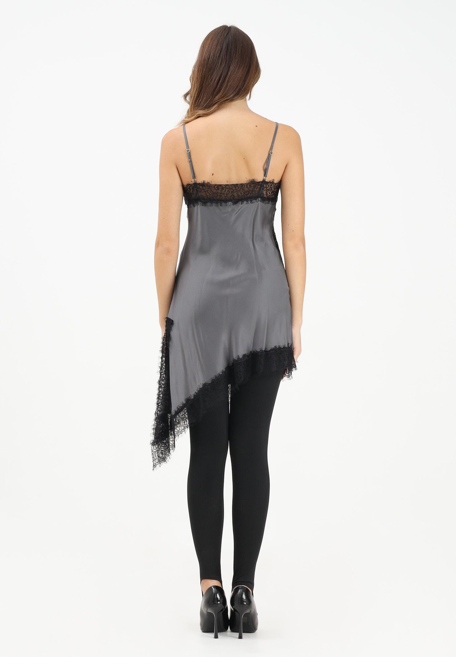 VICOLO Abito corto grigio da donna con inserti in pizzo nero TF0255 GR VICOLO 