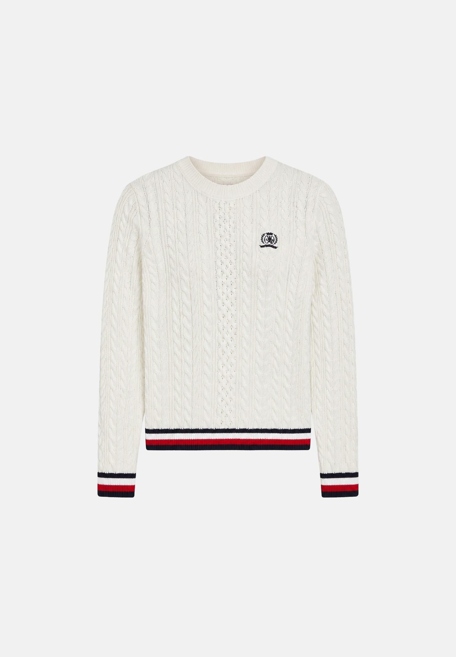 TOMMY JEANS pullover girocollo TJW RWB Tipping Sweater Ancient White bianco donna. DW0DW22933 YBH TOMMY JEANS 