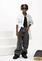 MAISON MARGIELA Jeans per donna, ragazzi e bambini in denim nero con leggere sfumature M60844MM06D M602 MAISON MARGIELA 