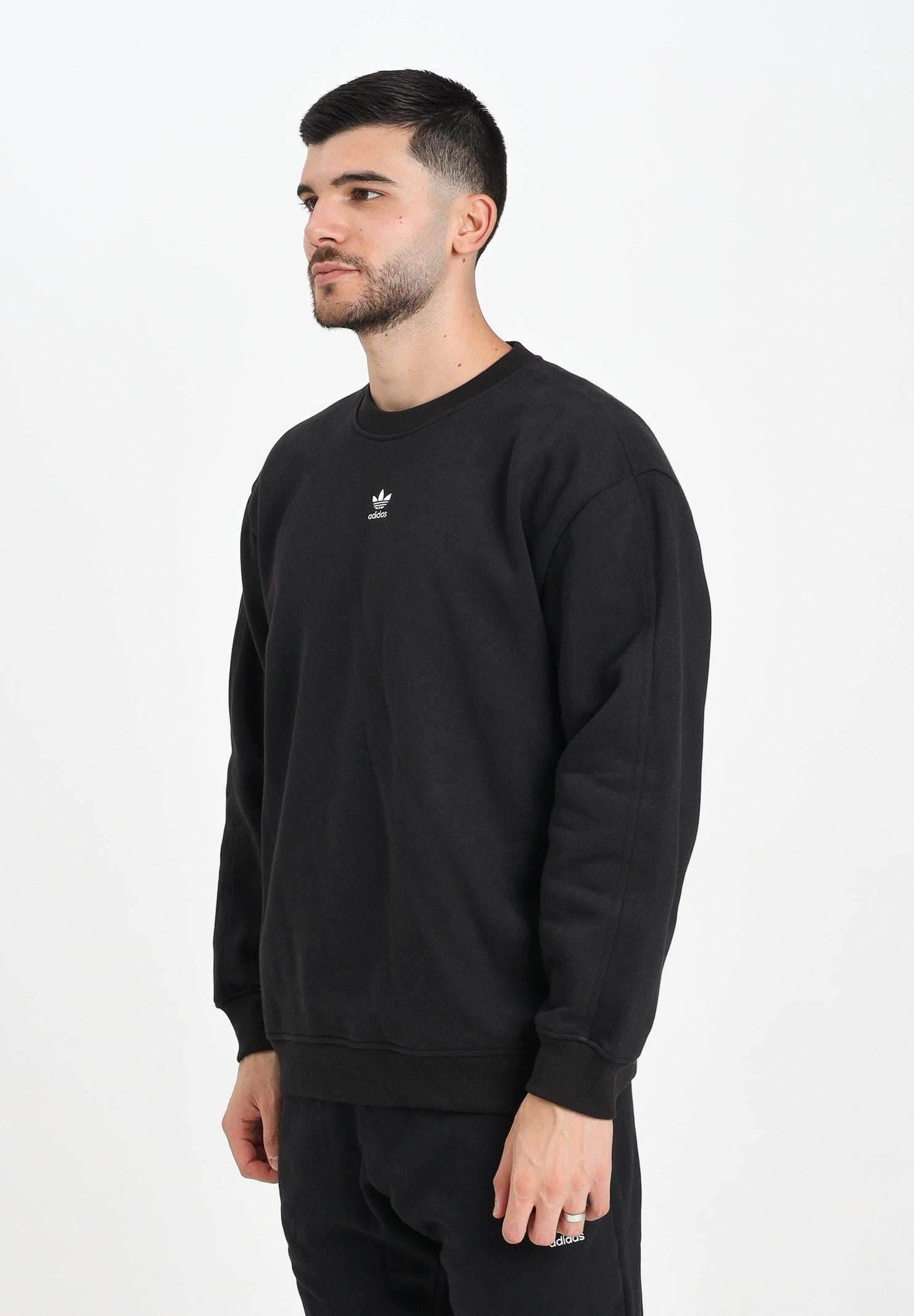 ADIDAS ORIGINALS Felpa girocollo Essentials Fleece Long Oversized Crew nera da uomo IY1834  ADIDAS ORIGINALS 