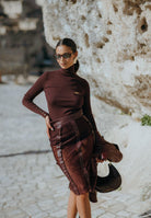 ELISABETTA FRANCHI Maglioncino a collo alto bordeaux da donna con taschino<BR/> MK11B56E2 EA4 ELISABETTA FRANCHI 