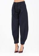 PINKO Pantalone elegante balloon-fit blu da donna con motivo gessato 105707A2QY EZ1 PINKO 