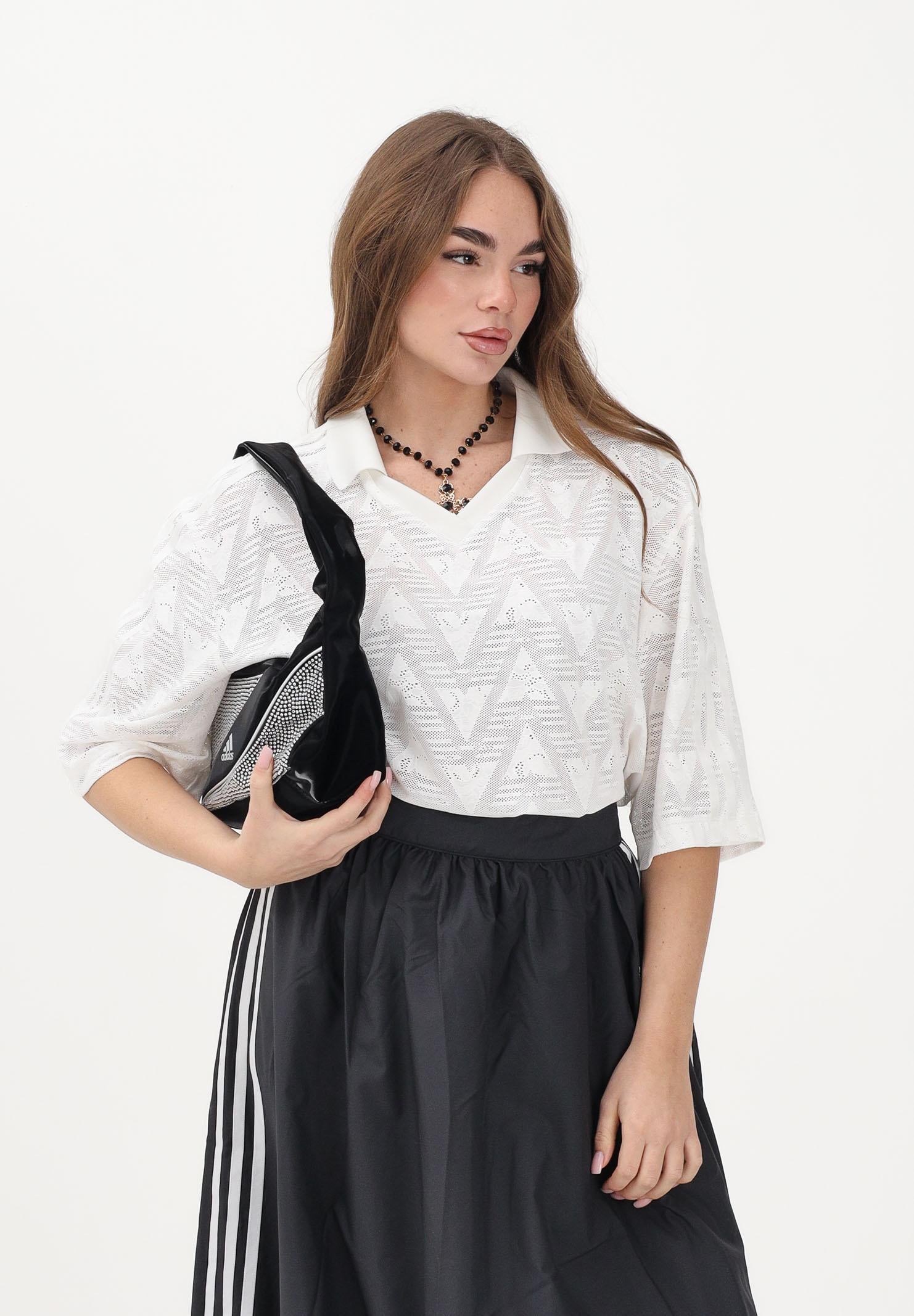 ADIDAS ORIGINALS Polo a manica corta in pizzo bianca da donna KC6427 . ADIDAS ORIGINALS 