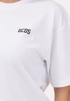GCDS T-shirt a manica corta bianca per donna, ragazzi e bambini con maxi stampa sul retro Z0UJQC587J105 100B GCDS 
