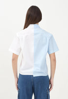 MAISON MARGIELA Camicia a maniche corte bianca e azzurra per donna, ragazzi e bambini con stampa Numbers M60761MM014 M6C29 MAISON MARGIELA 