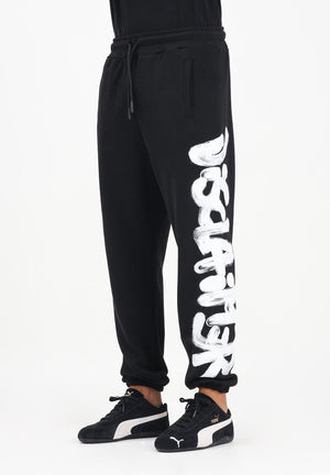 DISCLAIMER Pantalone sportivo nero da uomo con maxi stampa logo 25IDS55101 NEBI DISCLAIMER 