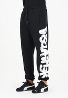 DISCLAIMER Pantalone sportivo nero da uomo con maxi stampa logo 25IDS55101 NEBI DISCLAIMER 
