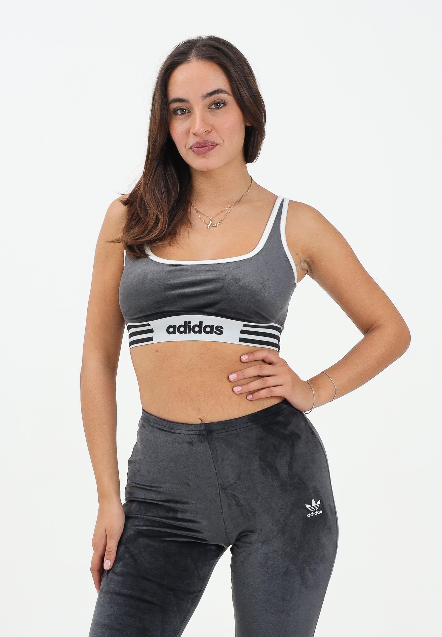 ADIDAS ORIGINALS Top sportivo Winterized in velluto grigio da donna JW7282  ADIDAS ORIGINALS 