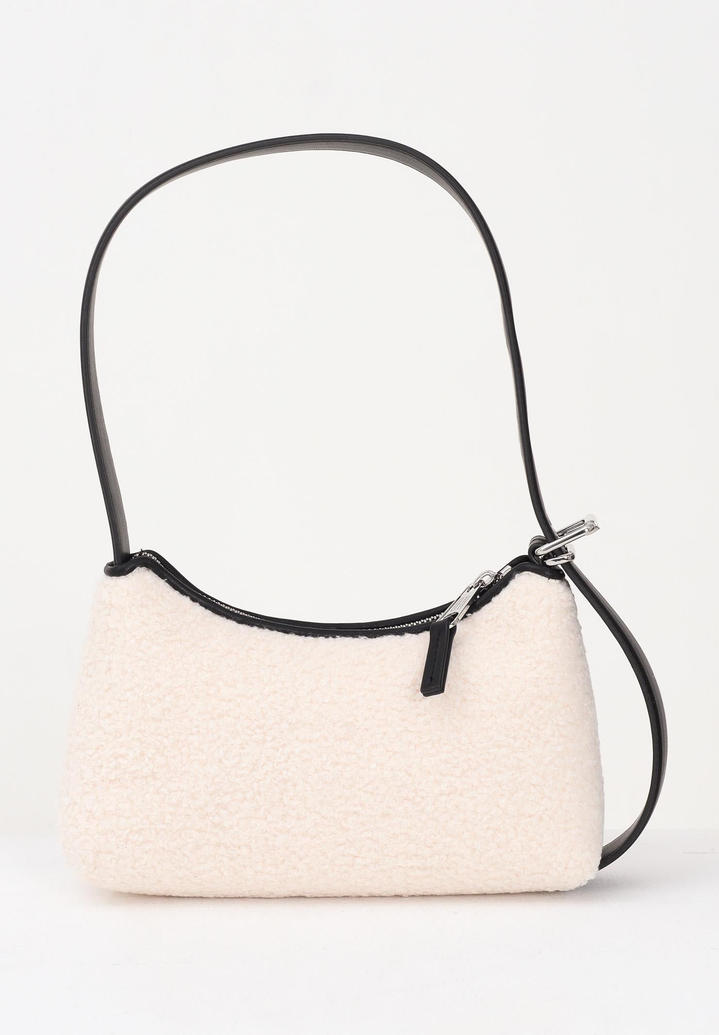 TOMMY JEANS Borsa a spalla panna da donna in tessuto effetto shearling AW0AW18011 YBH TOMMY JEANS 