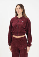 ADIDAS ORIGINALS Felpa con zip Essentials Chenile bordeaux da donna KE1119 . ADIDAS ORIGINALS 