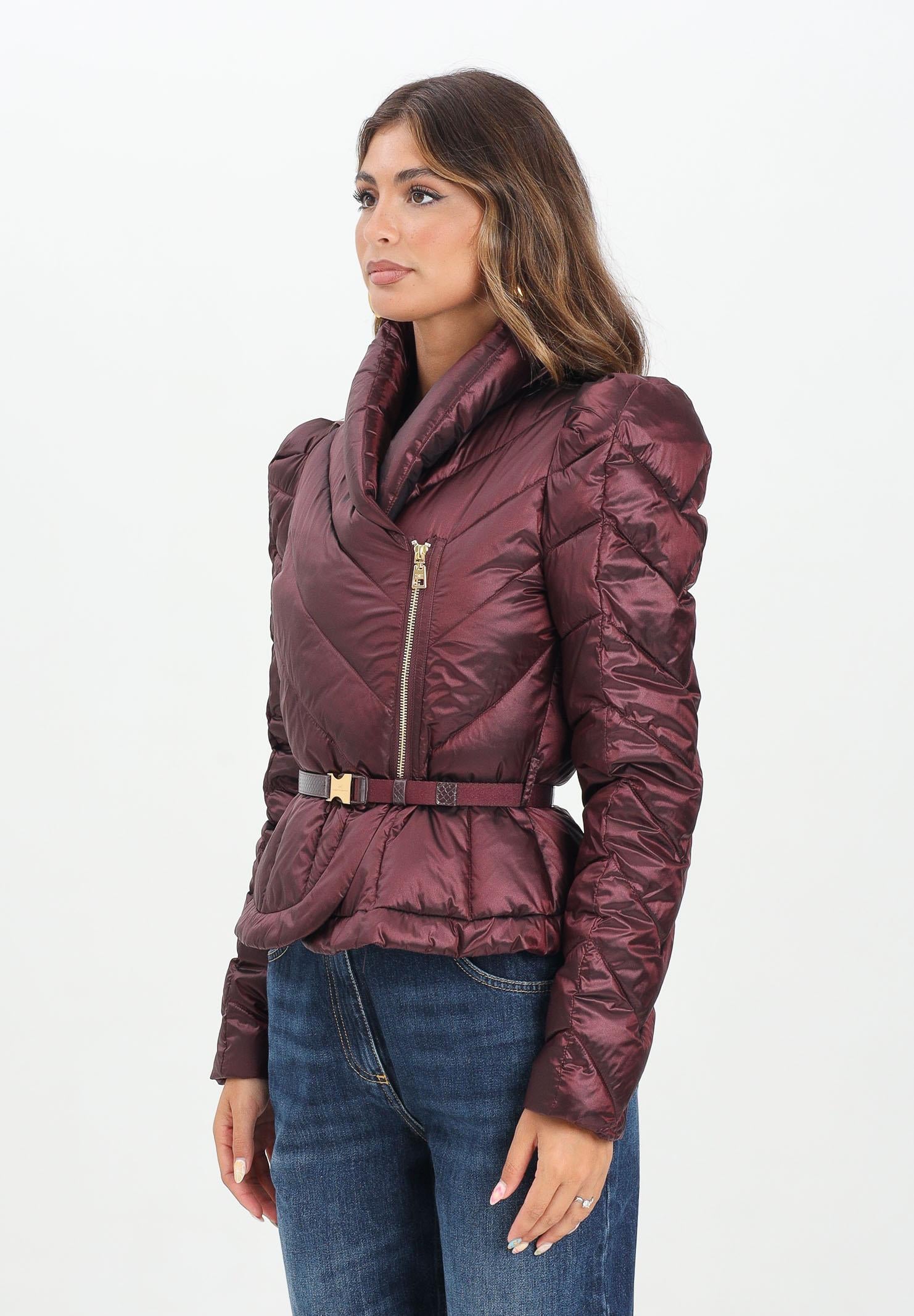 ELISABETTA FRANCHI Piumino bordeaux da donna con baschina PI89Z56E2 EA4 ELISABETTA FRANCHI 
