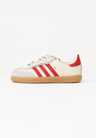 ADIDAS ORIGINALS Sneakers SAMBA ELASTIC LACES beige e rosse da neonato KI6682 . ADIDAS ORIGINALS 