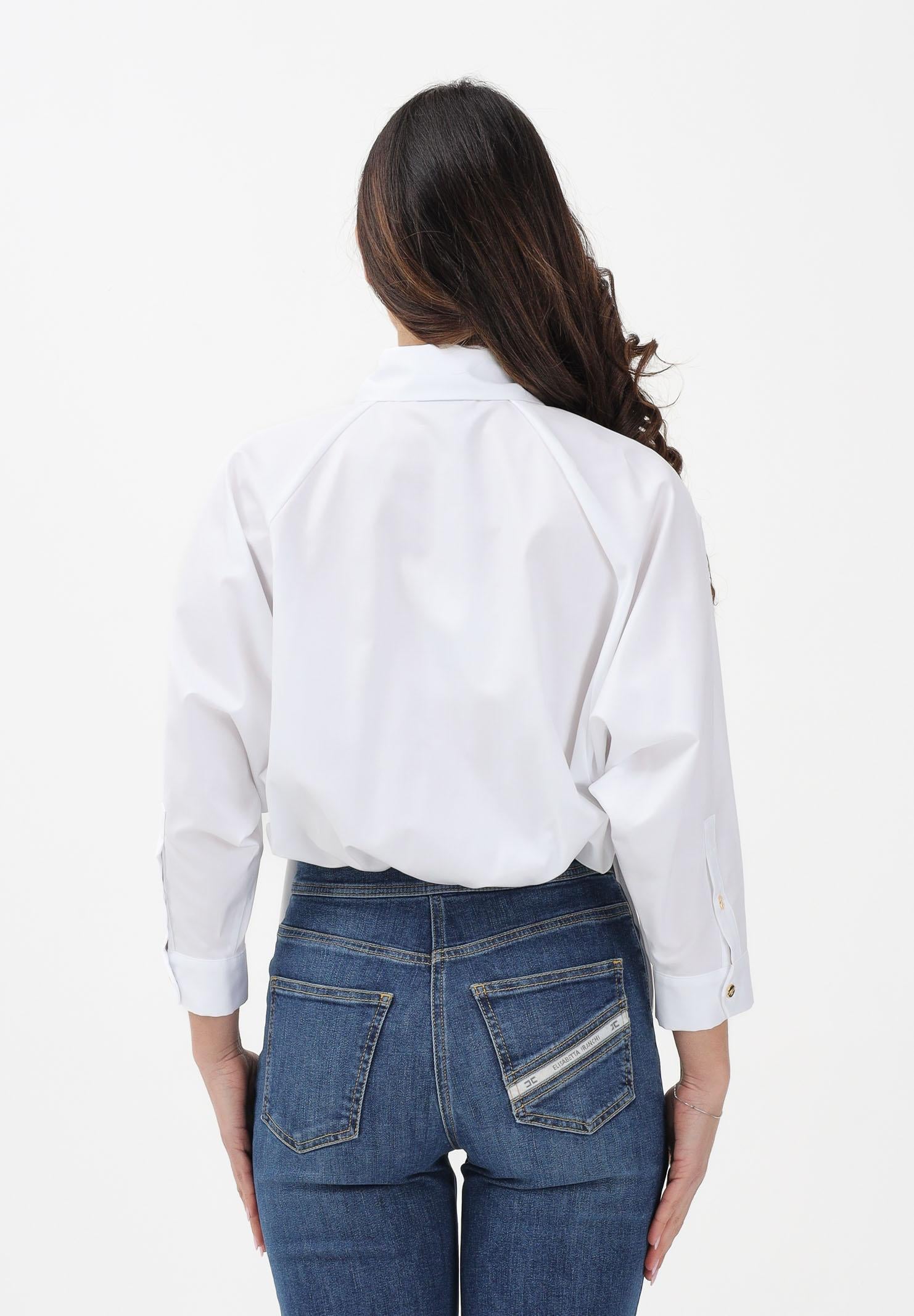 ELISABETTA FRANCHI Camicia bianca da donna con stampa logo CA15561E2 221 ELISABETTA FRANCHI 