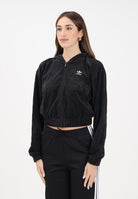 ADIDAS ORIGINALS Felpa con zip Essentials Chenile nera da donna KE1117 . ADIDAS ORIGINALS 