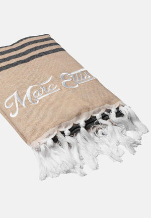 MARC ELLIS Telo mare beige da donna con frange e logo BEACH-TOWEL 03 MARC ELLIS 
