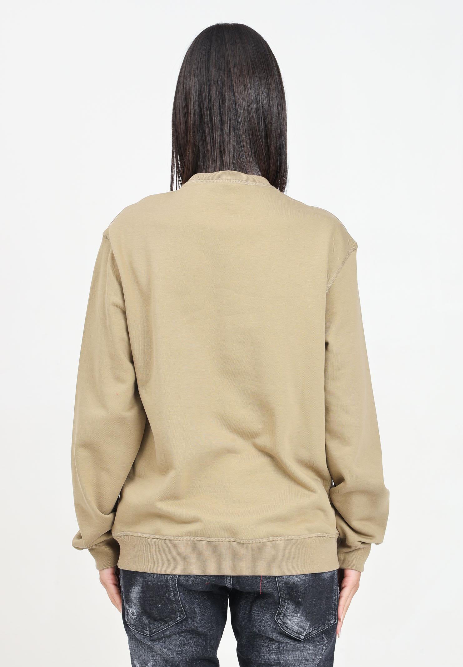 Felpa girocollo color fango per donna e bambina con stampa logo DQ2469D0094 DQ719 DSQUARED2 