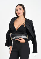 ELISABETTA FRANCHI Giacca nera da donna in doppio crêpe con dettagli zip<BR/> GI17356E2 110 ELISABETTA FRANCHI 