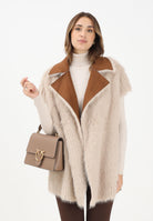 MEHRAN Pelliccia smanicata reversibile beige da donna 25235BRWBIS BRWBIS MEHRAN 