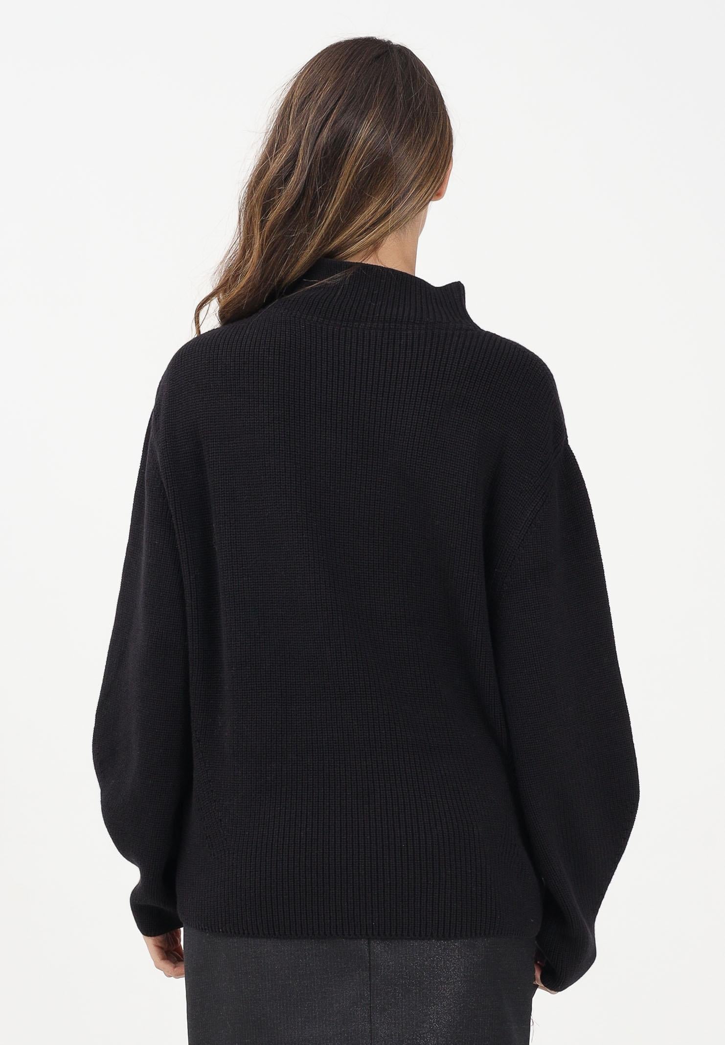 TOMMY JEANS Maglioncino girocollo nero da donna con ricamo logo DW0DW21676BDS  TOMMY JEANS 