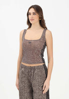 ADIDAS ORIGINALS Top AOP beige da donna con stampa animalier KD8822 . ADIDAS ORIGINALS 